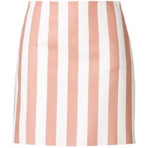 DROMe Designer 100% Leather Striped Mini Skirt